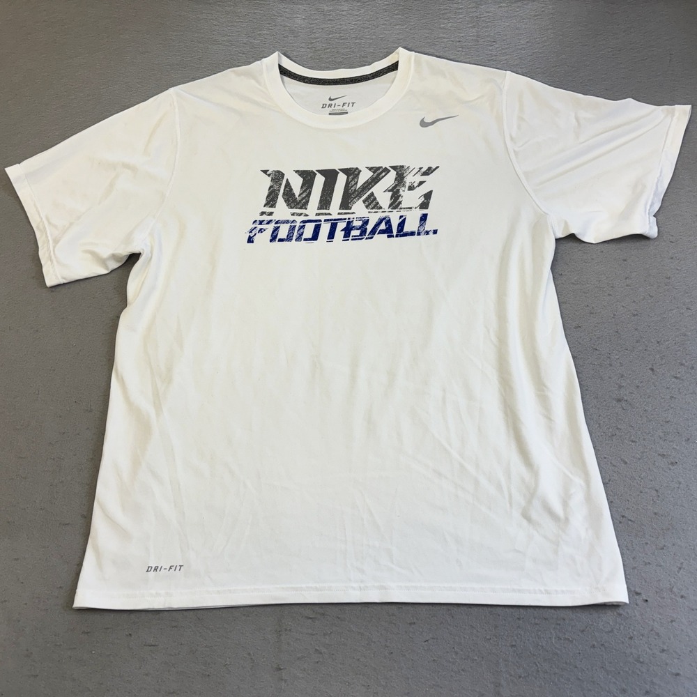 Vtg Nike Football T-Shirt Mens L White Dri-FIT Graphic Short Sleeve Streetwear